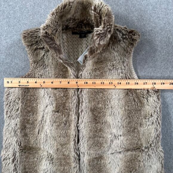 89th & Madison Faux Fur Knit Vest Women's Medium Beige Brown Sleeveless - Picture 5 of 8